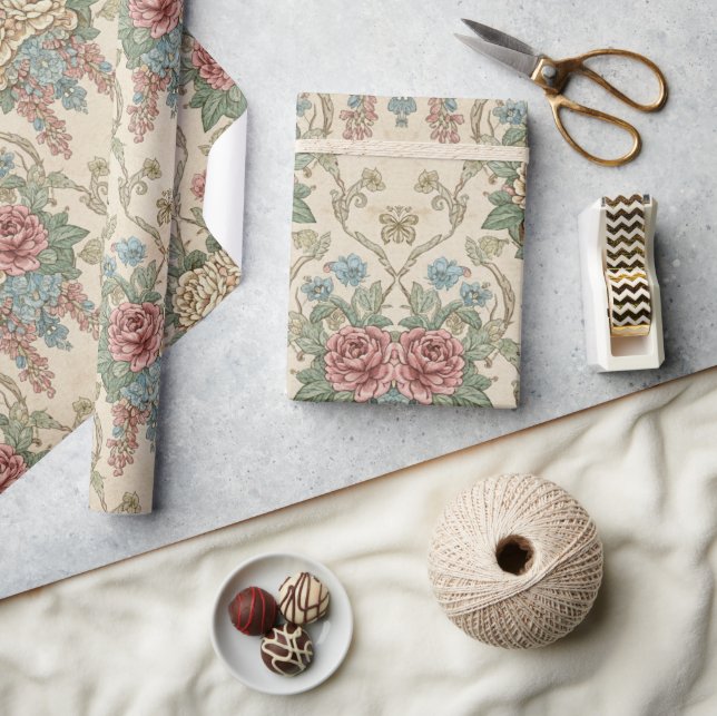 Vintage Botanical Floral Wrapping Paper (Crafts)