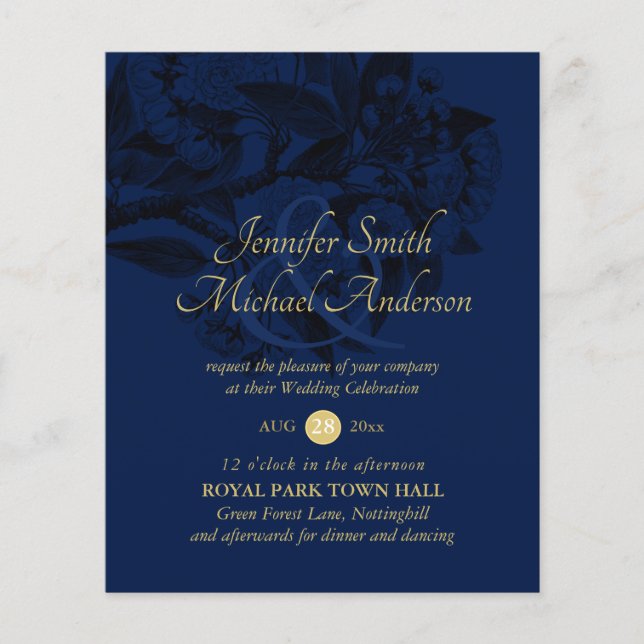 Vintage Botanical Flower Linart Wedding Invitation (Front)