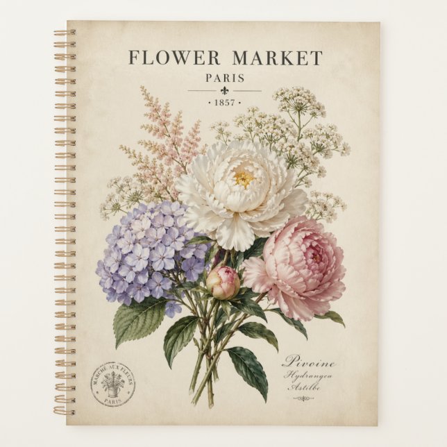 Vintage Botanical Flower Market Poster | Elegant F (Devant)