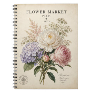 Vintage Botanical Flower Market Poster | Elegant F Notebook