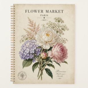 Vintage Botanical Flower Market Poster Elegant F Planner
