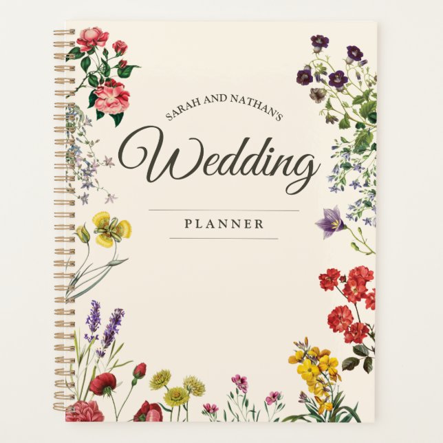 Vintage Botanical Flower Wedding Planner (Front)