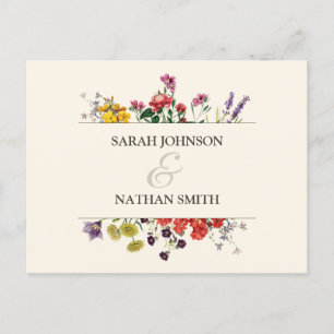 Vintage Botanical Flower Wedding RSVP Postcard