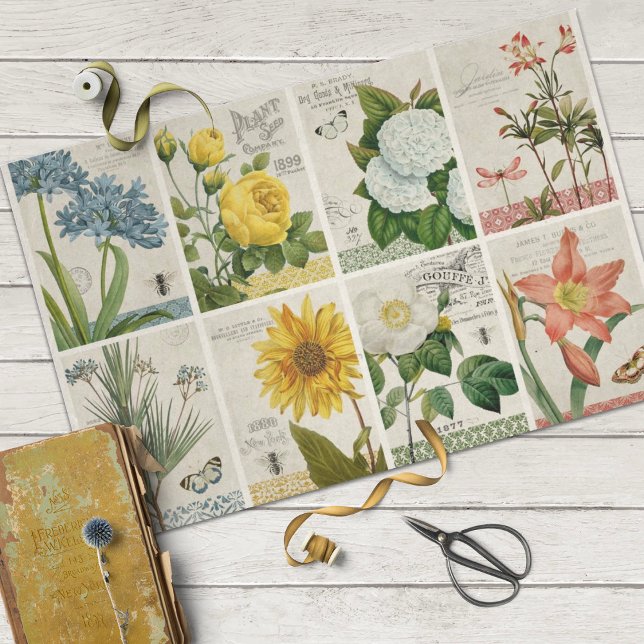 Vintage Botanical Flowers Decoupage Tissue Paper (Creator Uploaded)