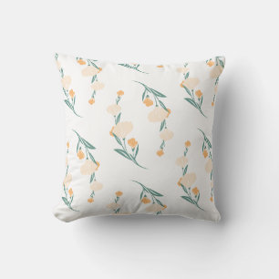 Vintage Botanical Flowers Floral Illustration Throw Pillow