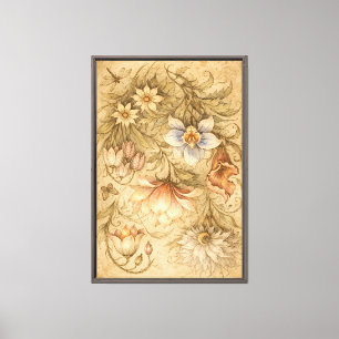 Vintage Botanical Flowers Illustration Canvas Print