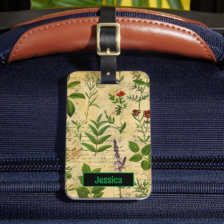 Vintage Botanical Flowers Luggage Tag