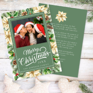 Vintage Botanical Frame Merry Christmas Holiday Card