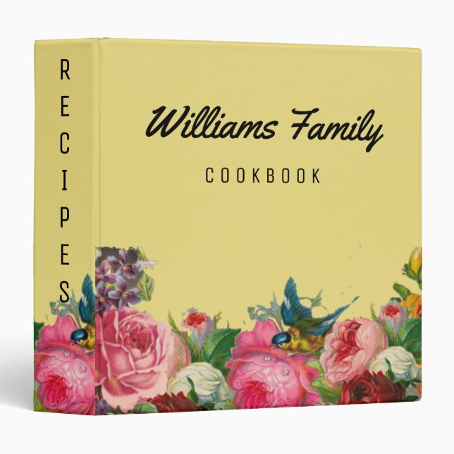 Vintage Botanical Garden Flower Recipes Book Binder (Front/Spine)