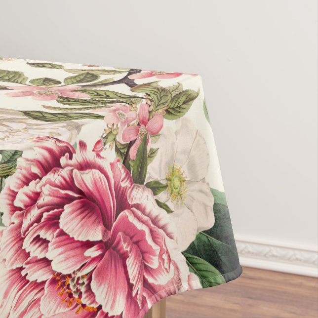 Vintage Botanical Garden Flowers Pattern  Tablecloth (In Situ)