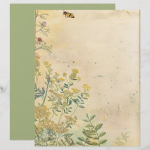 Vintage Botanical Garden Scrapbook Paper 