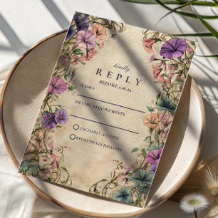 Vintage Botanical Garden Wedding RSVP Card