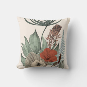 Vintage Botanical Garden – Wildflowers & Protea Il Throw Pillow