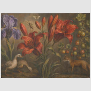Vintage Botanical Garden Wildlife Decoupage Tissue Paper