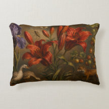 Vintage Botanical Garden Wildlife Oil Painting