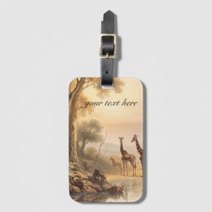 Vintage botanical giraffes, customizable  luggage tag