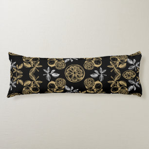Vintage Botanical Gold And Silver Print Body Pillow