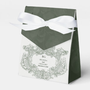 Vintage Botanical Green Garden Party Wedding Theme Favor Box