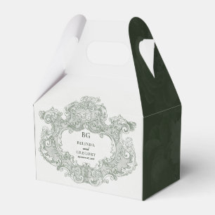 Vintage Botanical Green Garden Party Wedding Theme Favor Box