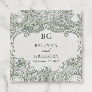 Vintage Botanical Green Garden Party Wedding Theme Favour Tags