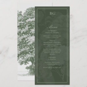 Vintage Botanical Green Garden Party Wedding Theme Menu