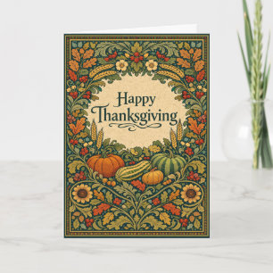 Vintage Botanical Happy Thanksgiving Harvest Frame Card