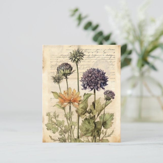 Vintage Botanical Herbal Scrapbook Paper  (Standing Front)