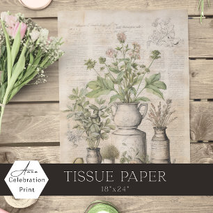 Vintage botanical herbs rustic parchment farmhouse tissue paper