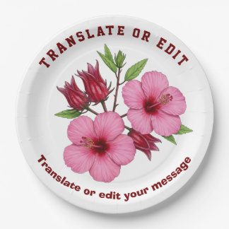 Vintage Botanical Hibiscus Flower edit Paper Plate