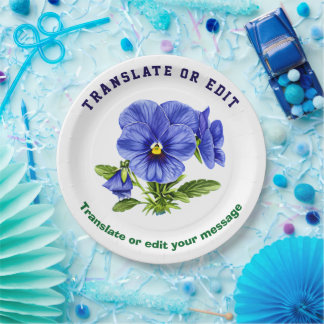 Vintage Botanical Hibiscus Flower edit Paper Plate