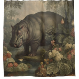 Vintage Botanical Hippo