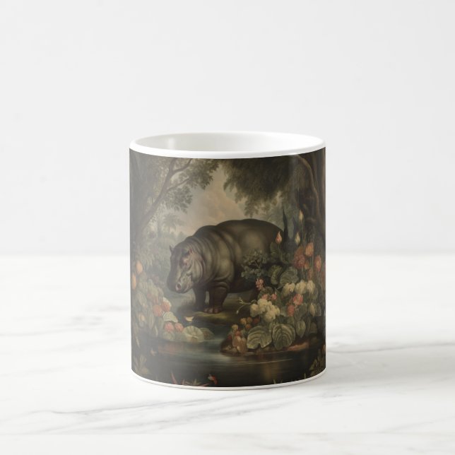 Vintage Botanical Hippo Coffee Mug (Center)