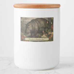 Vintage Botanical Hippo, customizable  Food Label