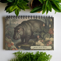 Vintage Botanical Hippo, customizable