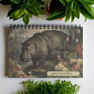 Vintage botanical hippo, customizable  notebook