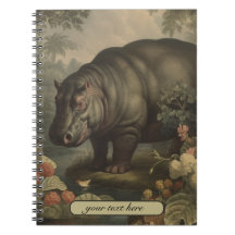 Vintage Botanical Hippo, customizable