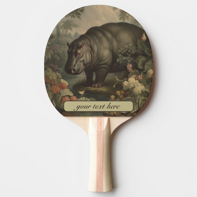 Vintage Botanical Hippo, customizable  Ping Pong Paddle (Front)