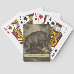 Vintage Botanical Hippo, customizable  Playing Cards