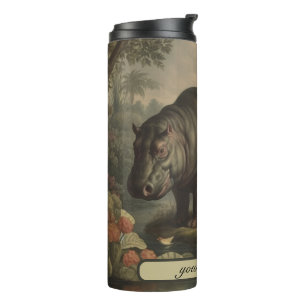 Vintage botanical hippo, customizable  thermal tumbler