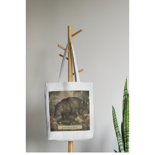 Vintage Botanical Hippo, customizable Tote Bag