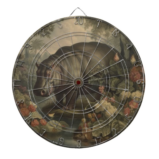 Vintage Botanical Hippo  Dartboard (Front)