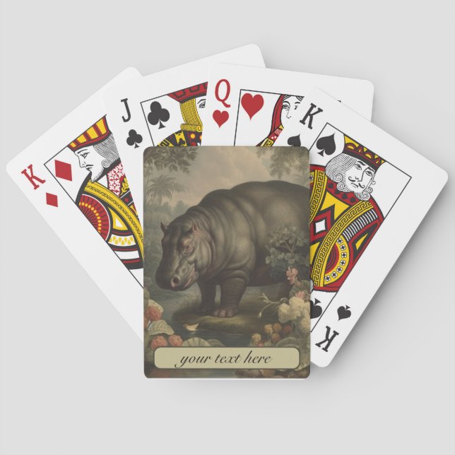 Vintage Botanical Hippo  Playing Cards (Back)