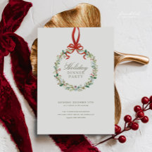Vintage Botanical Holiday Dinner Party Invitation