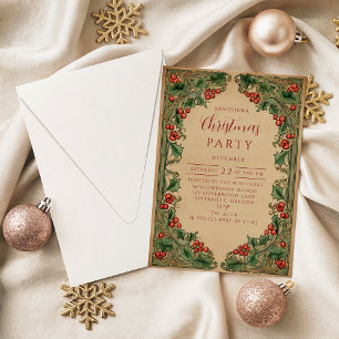 Vintage Botanical Holiday Invitation