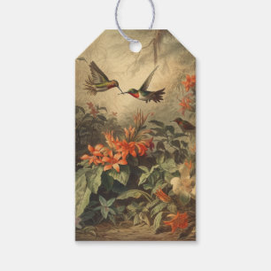 Vintage botanical hummingbirds customizable gift tags