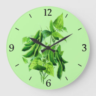 Vintage Botanical Illustration, Bean Vine Large Clock