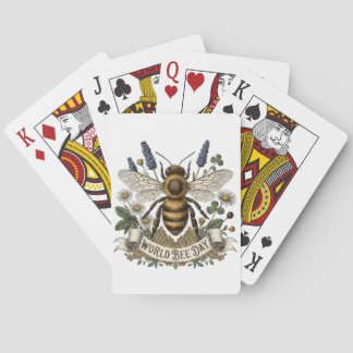 Vintage Botanical Illustration for World Bee Day  Playing Cards