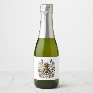 Vintage Botanical Illustration for World Bee Day  Sparkling Wine Label