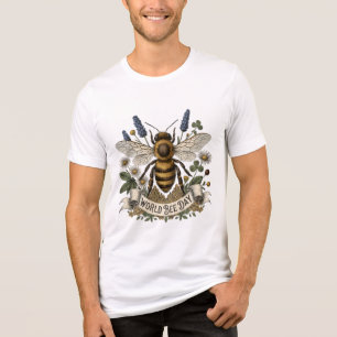 Vintage Botanical Illustration for World Bee Day  Tri-Blend Shirt