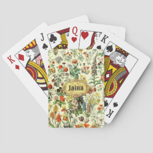Vintage Botanical Illustration Playing Cards